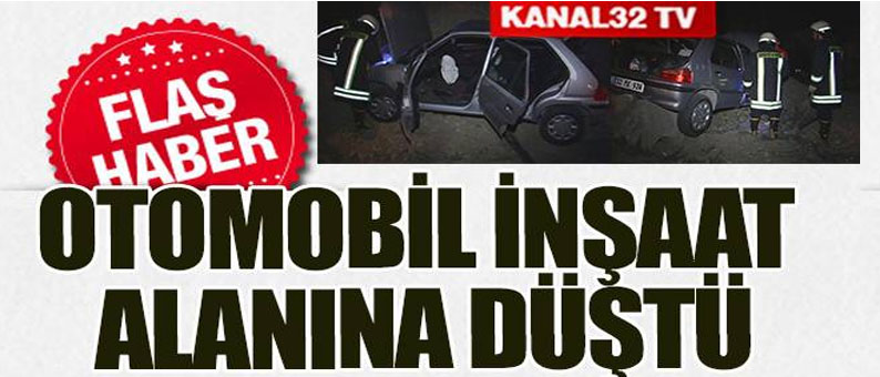 Otomobil İnşaat Alanına Düştü