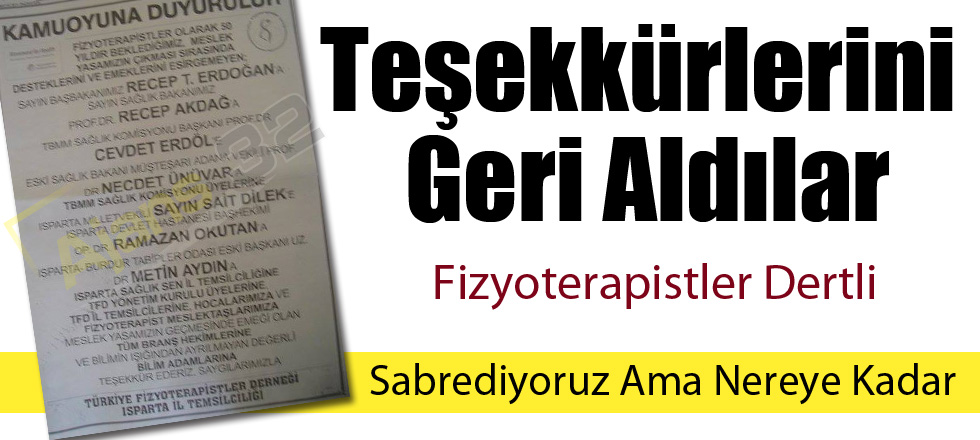 Fizyoterapistler Teşekkürlerini Geri Aldılar