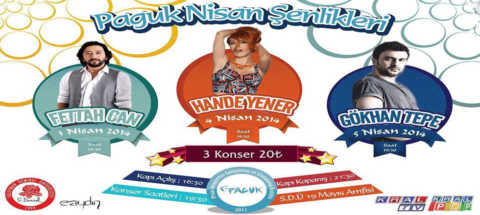 SDÜ'de Hande Yener, Gökhan Tepe ve Fettah Can Konserleri
