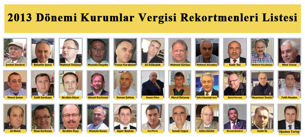 2013 Dönemi Kurumlar Vergisi Rekortmenleri Listesi