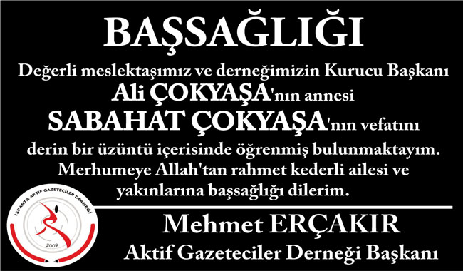 Aktif Gazetecilerden Taziye Mesajı