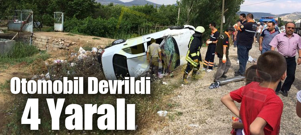 Otomobil Devrildi 4 Yaralı