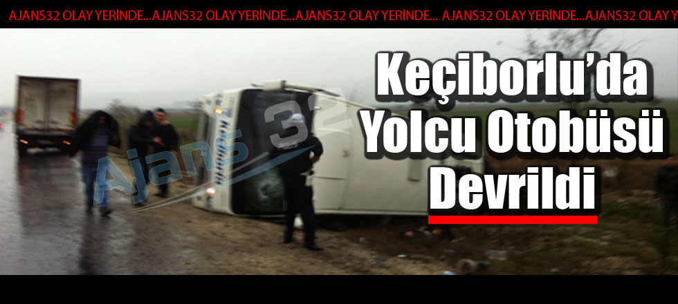 Keçiborlu'da Yolcu Otobüsü Devrildi