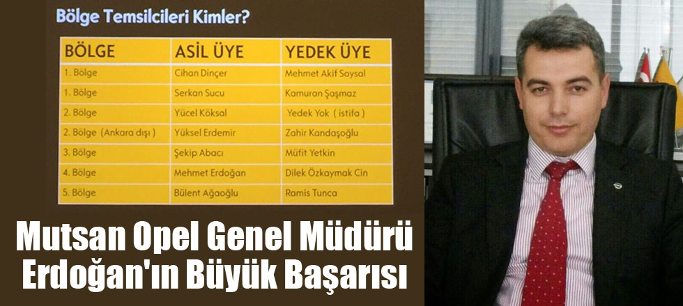 Mutsan Opel Genel Müdürü Erdoğan'ın Büyük Başarısı