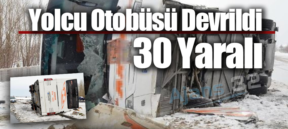 Yolcu Otobüsü Devrildi 30 Yaralı