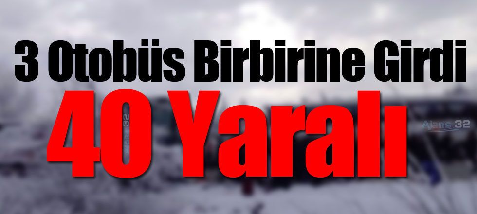 Dinar'da 3 Otobüs Birbirine Girdi