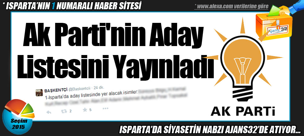 Ak Parti'nin Aday Listesini Yayınladı