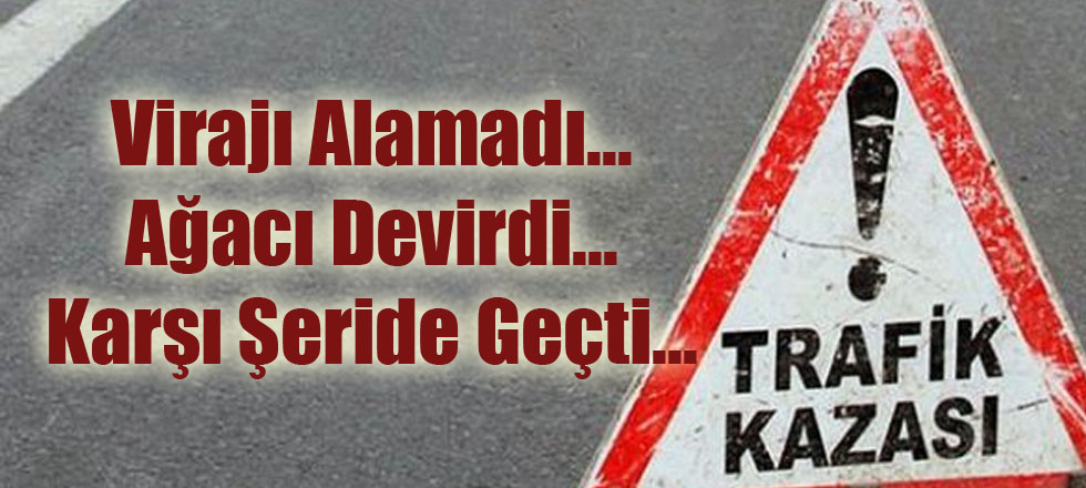 Virajı Alamadı... Ağacı Devirdi.. Karşı Şeride Geçti