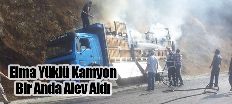 Elma Yüklü Kamyon Bir Anda Alev Aldı