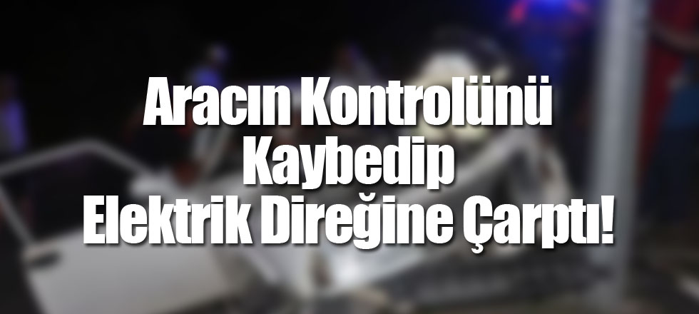 Aracın Kontrolünü Kaybedip Elektrik Direğine Çarptı!