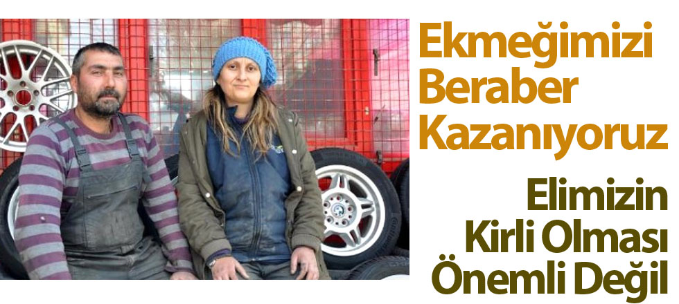 8 Yıldır Eşiyle Birlikte Lastik Tamir Ediyor
