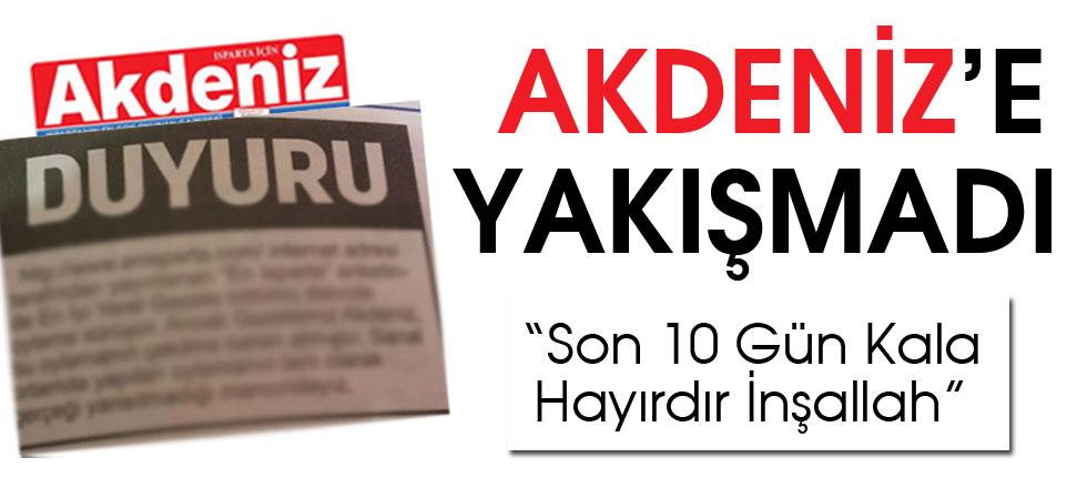 Akdeniz’e Yakışmadı