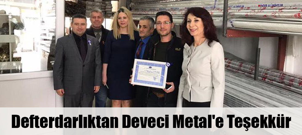 Defterdarlıktan Deveci Metal'e Teşekkür