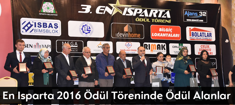 En Isparta 2016 Ödül Töreninde Ödül Alanlar
