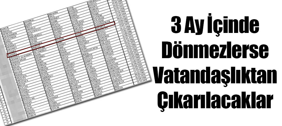3 Ay İçinde Dönmezlerse Vatandaşlıktan Çıkarılacaklar