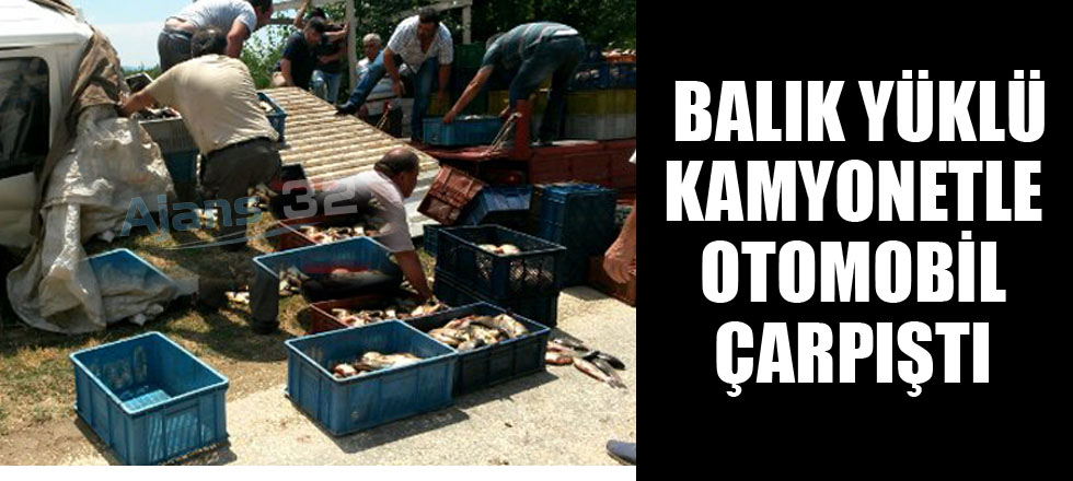 Balık Yüklü Kamyonetle Otomobil Çarpıştı