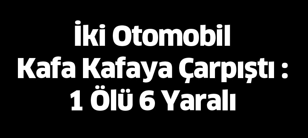 İki Otomobil Kafa Kafaya Çarpıştı : 1 Ölü 6 Yaralı