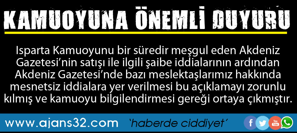 Kamuoyuna Önemli Duyuru