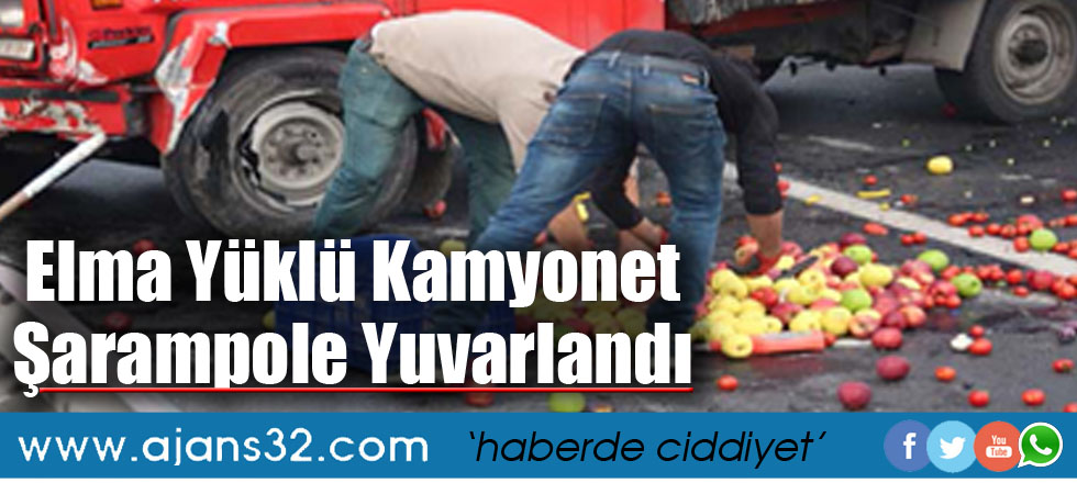 Elma Yüklü Kamyonet Şarampole Yuvarlandı