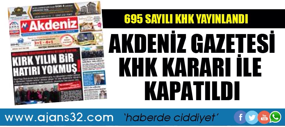 Akdeniz Gazetesi Kapatıldı