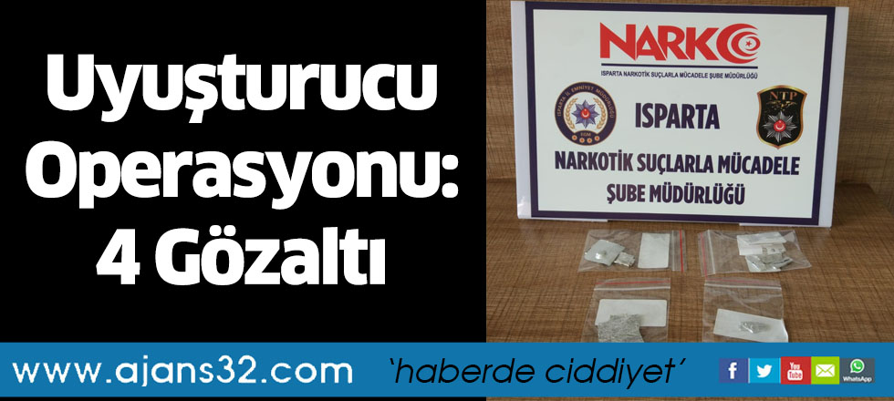 Isparta’da Uyuşturucu Operasyonu: 4 Gözaltı