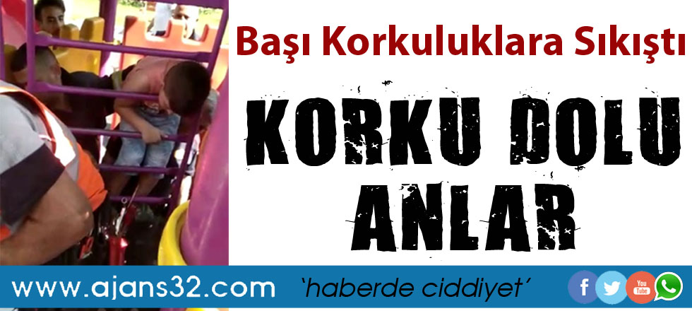 Korku Dolu Anlar! Başı Korkuluklara Sıkıştı