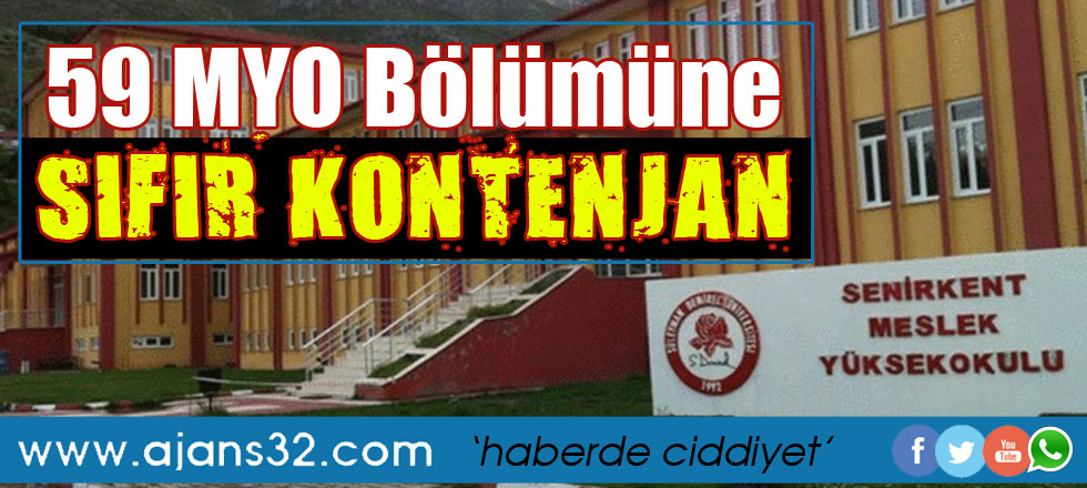 59 MYO Bölümüne SIFIR Kontenjan