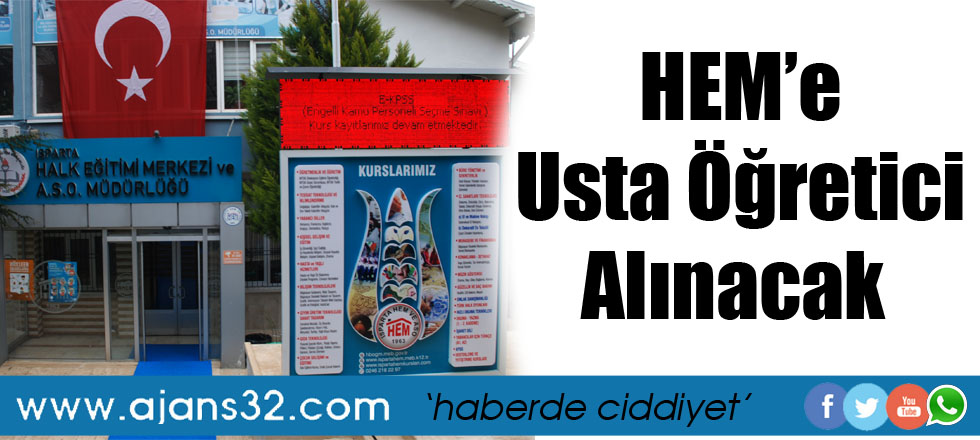 HEM’e Usta Öğretici Alınacak