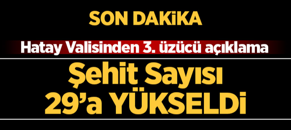 Hatay Valisi Doğan; Şehit Sayısının 29'a Yükseldiğini Açıkladı