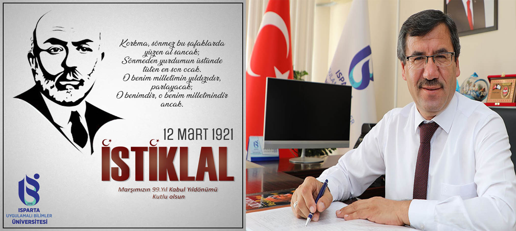 ISUBÜ Rektörü Diler’in İstiklal Marşımızın kabulünün 99.yılı kutlama mesajı