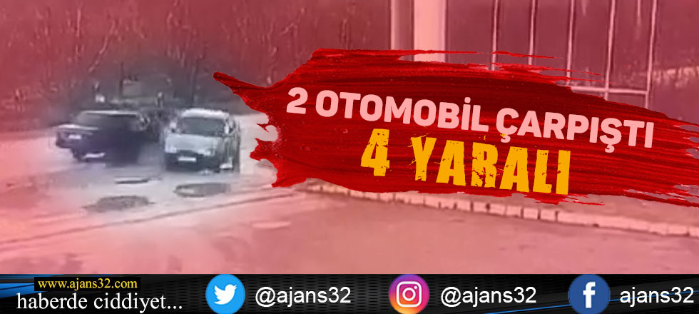 2 Otomobil Çarpıştı: 4 Yaralı