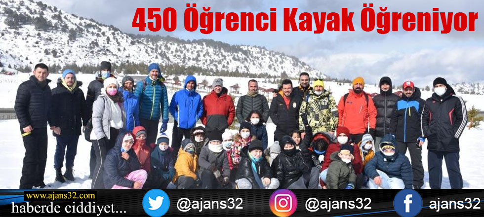 450 Öğrenci Kayak Öğreniyor