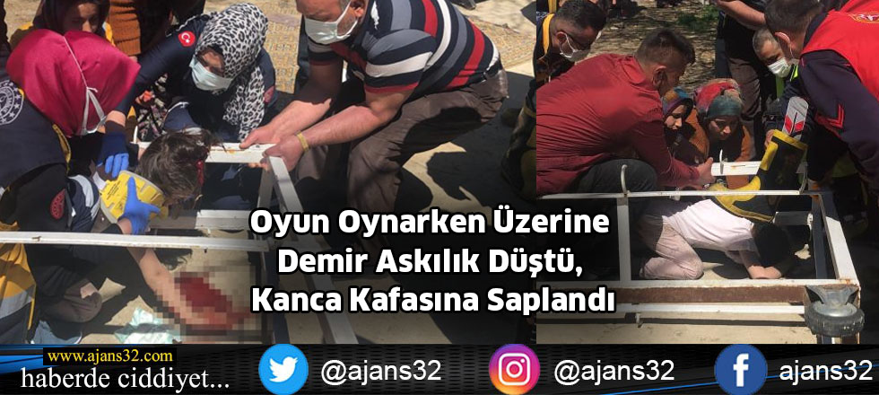 Oynarken Üzerine Demir Askılık Düştü, Kanca Kafasına Saplandı