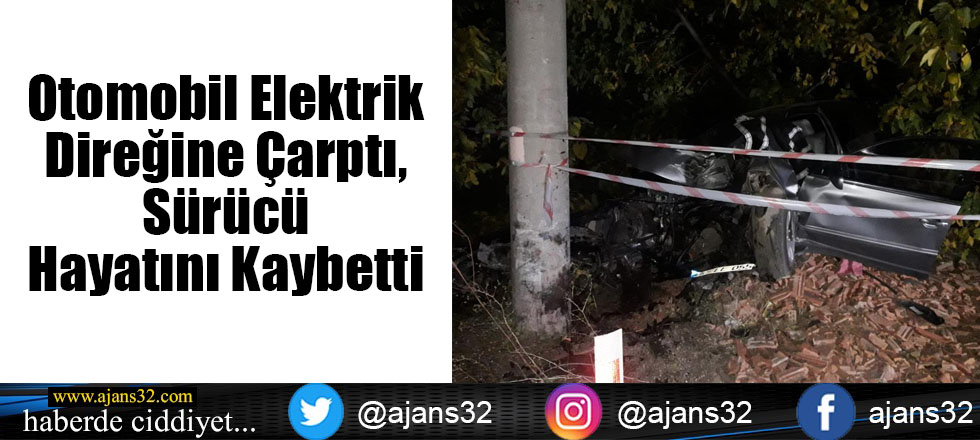 Otomobil Elektrik Direğine Çarptı, Sürücü Hayatını Kaybetti