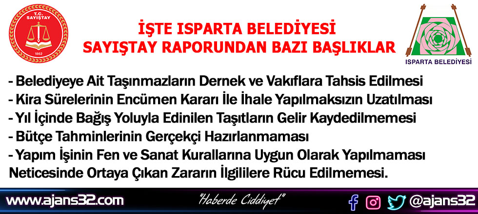 İşte Sayıştay’ın Isparta Belediyesi Raporu
