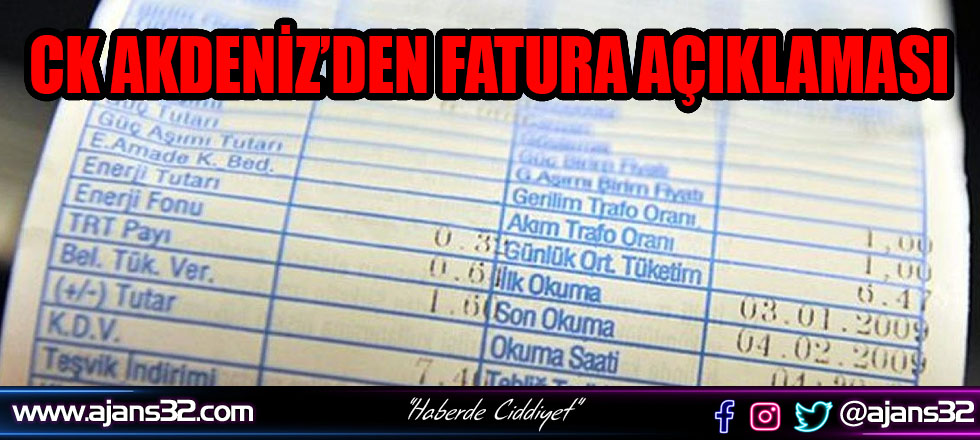 CK Enerji Akdeniz Elektrik’ten Fatura Açıklaması