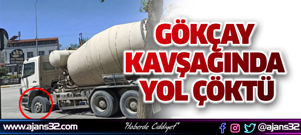 Gökçay Kavşağında Yol Çöktü