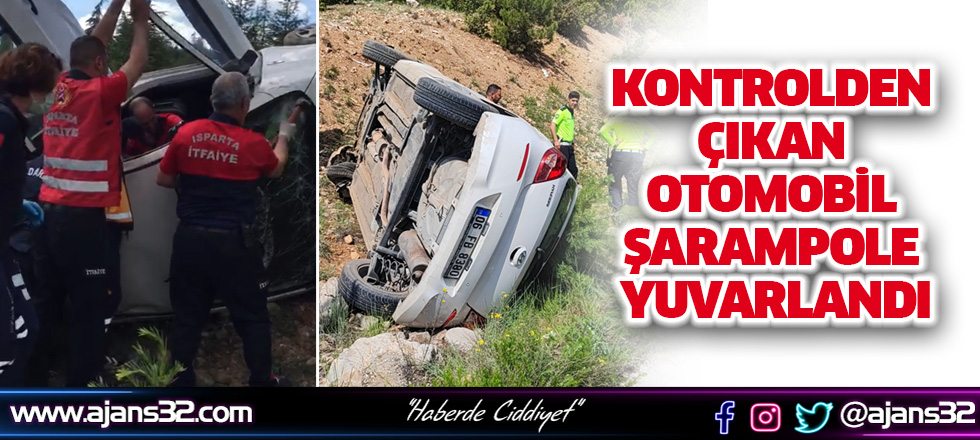 Kontrolden Çıkan Otomobil Şarampole Yuvarlandı