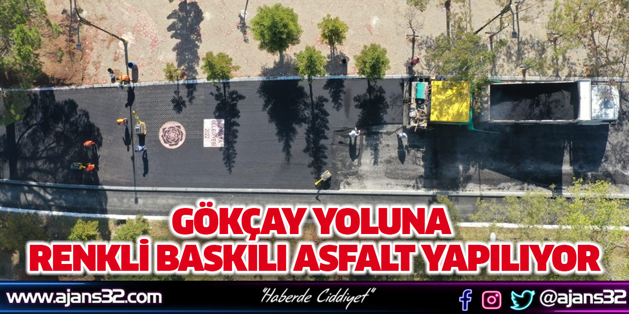 Gökçay Yoluna Renkli Baskılı Asfalt Yapılıyor