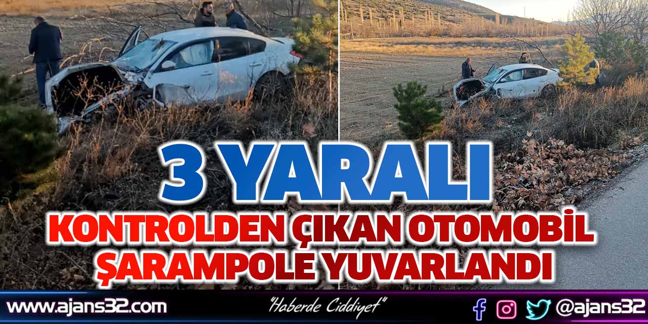 Kontrolden Çıkan Otomobil Şarampole Yuvarlandı