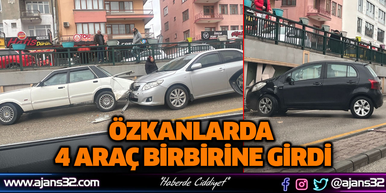 Özkanlarda 4 Araç Birbirine Girdi