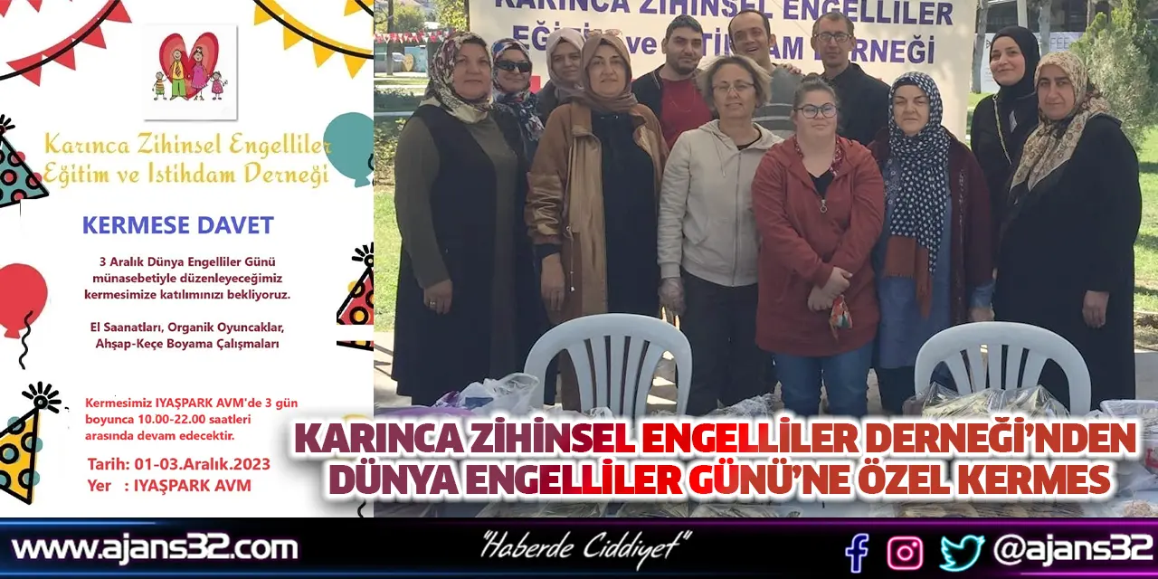 Karınca Zihinsel Engelliler Derneği’nden Dünya Engelliler Günü’ne Özel Kermes