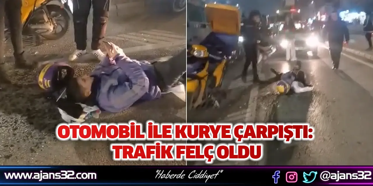 Otomobil İle Kurye Çarpıştı: Trafik Felç Oldu