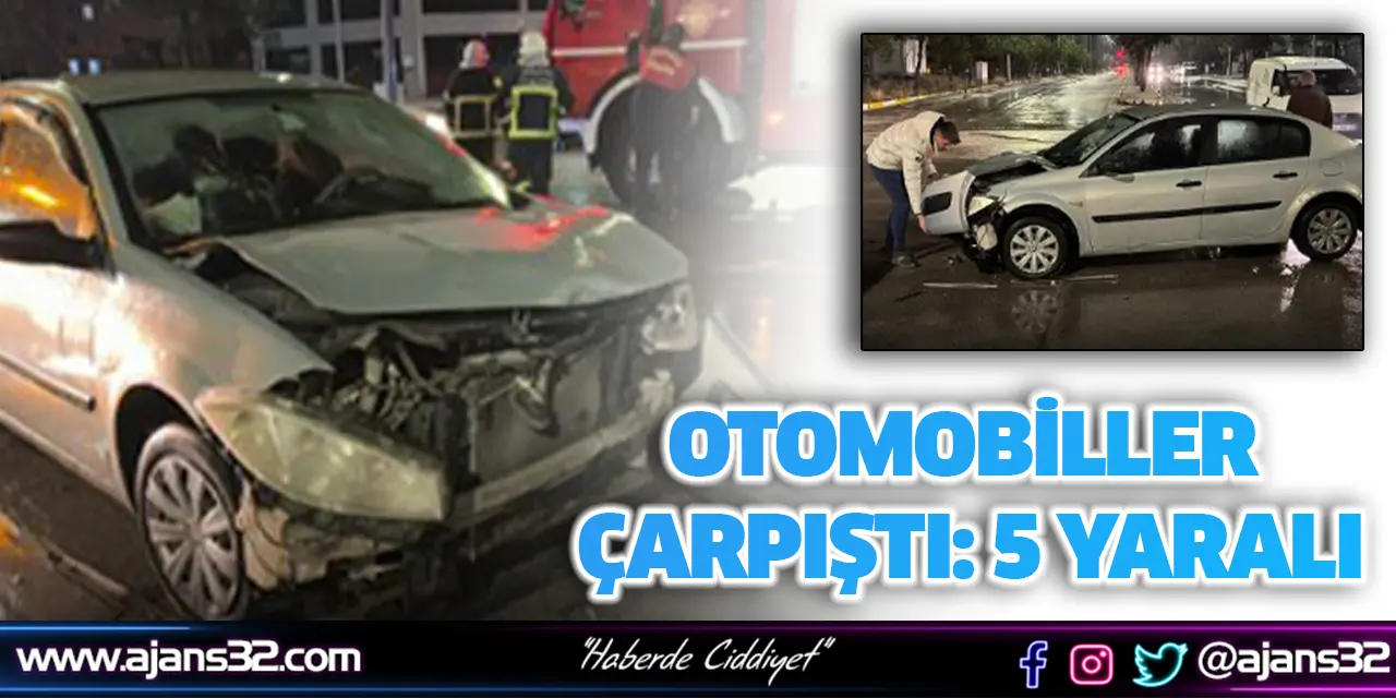 Otomobiller Çarpıştı: 5 Yaralı