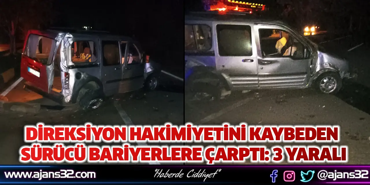 Direksiyon Hakimiyetini Kaybeden Sürücü Bariyerlere Çarptı