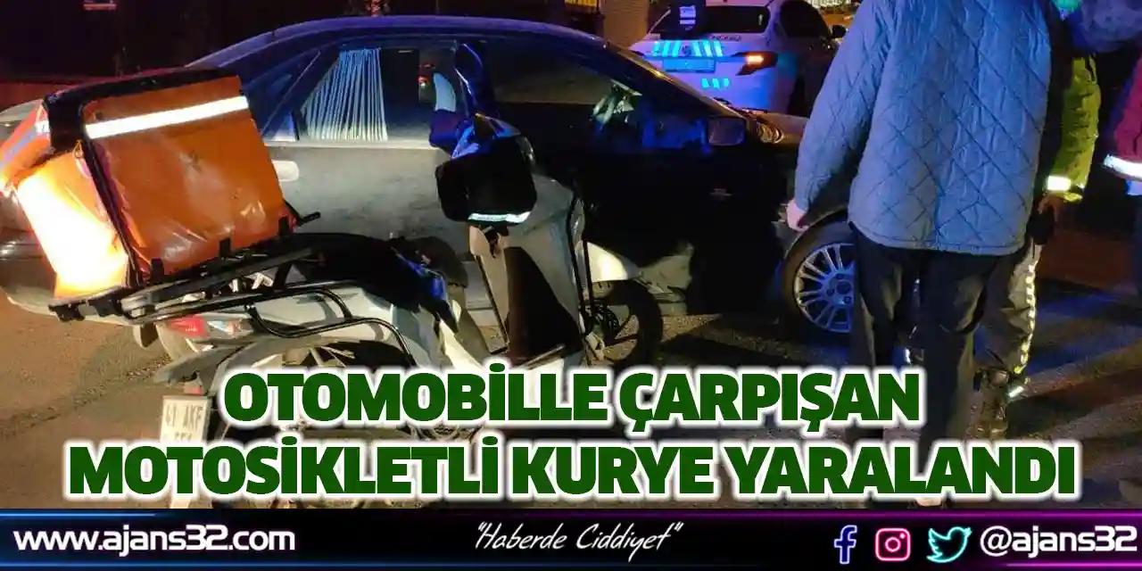 Otomobille Çarpışan Motosikletli Kurye Yaralandı