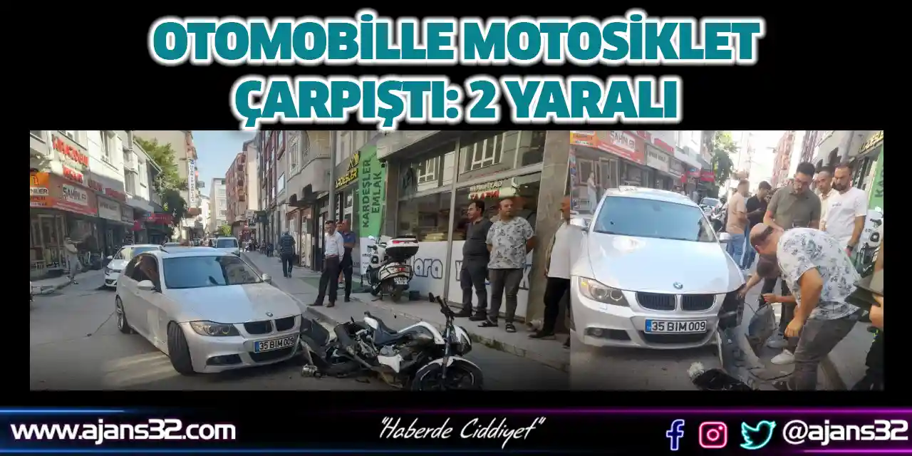 Otomobille Motosiklet Çarpıştı: 2 Yaralı