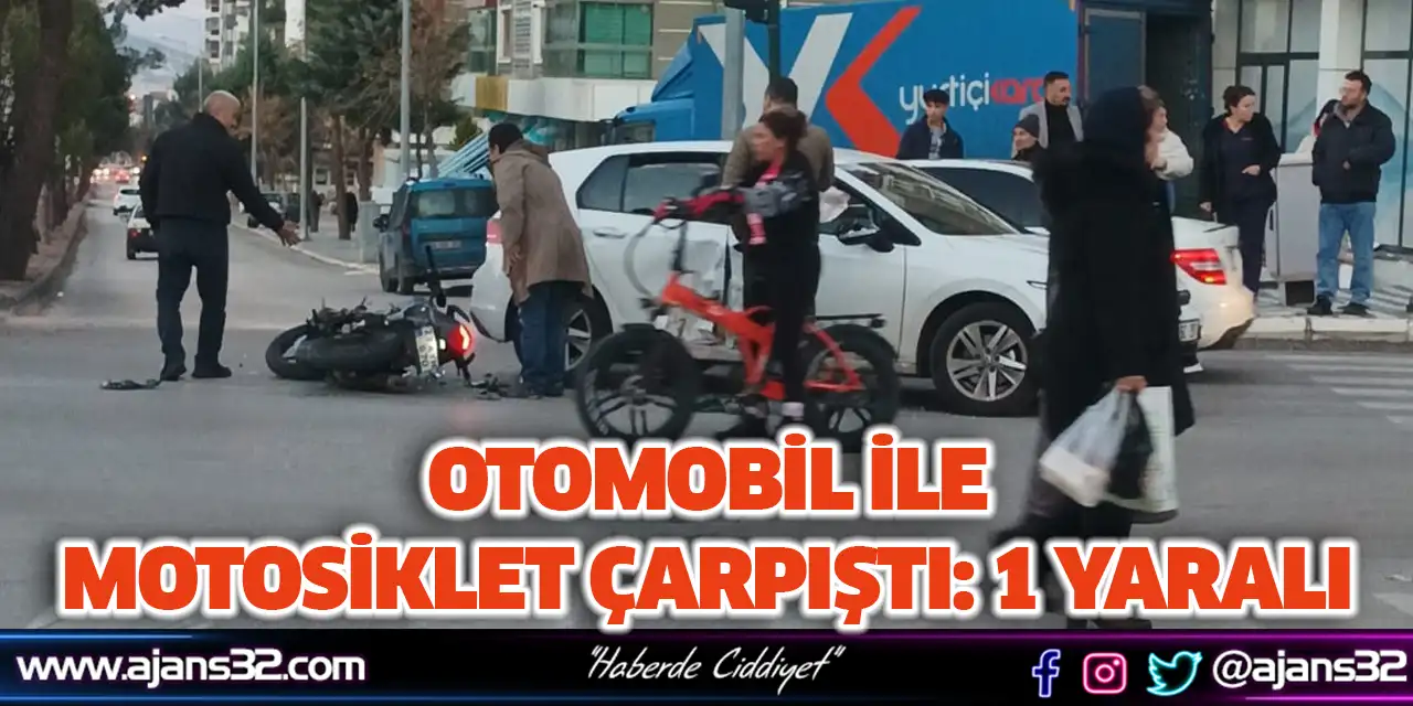 Otomobil İle Motosiklet Çarpıştı 1 Yaralı