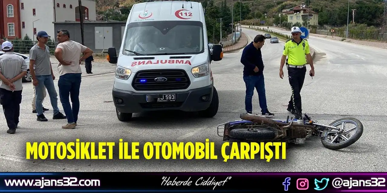 Otomobil Motosikletle Çarpıştı