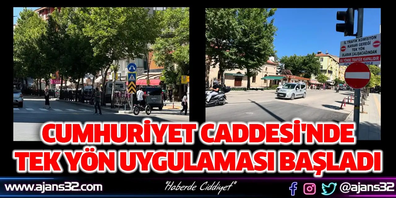 Cumhuriyet Caddesi'nde Tek Yön Uygulaması Başladı